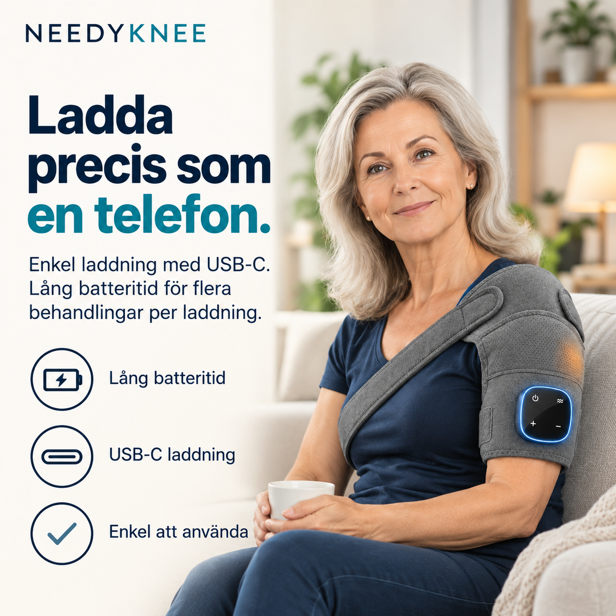 NeedyKnee AxelKomfort™ – 3-i-1 massage för axeln med värme, kompression & vibration