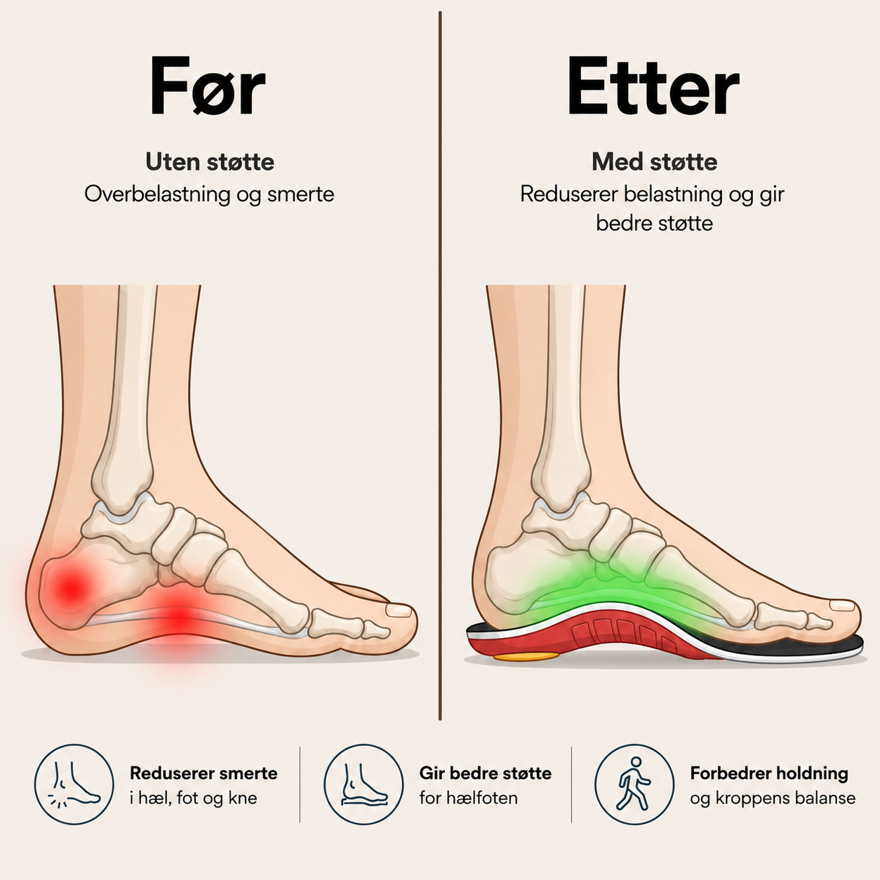 NoNeedyKnee FlexStep™ – Ortopediske støttesåler for bedre komfort hele dagen