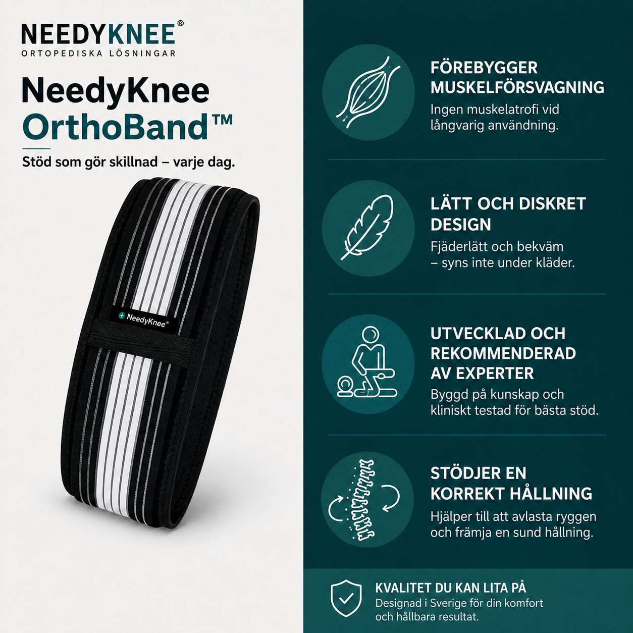 NeedyKnee OrthoBand™ – Justerbart stöd för bäcken, höft och ländrygg